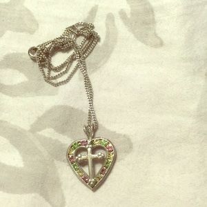 Multicolored cross necklace